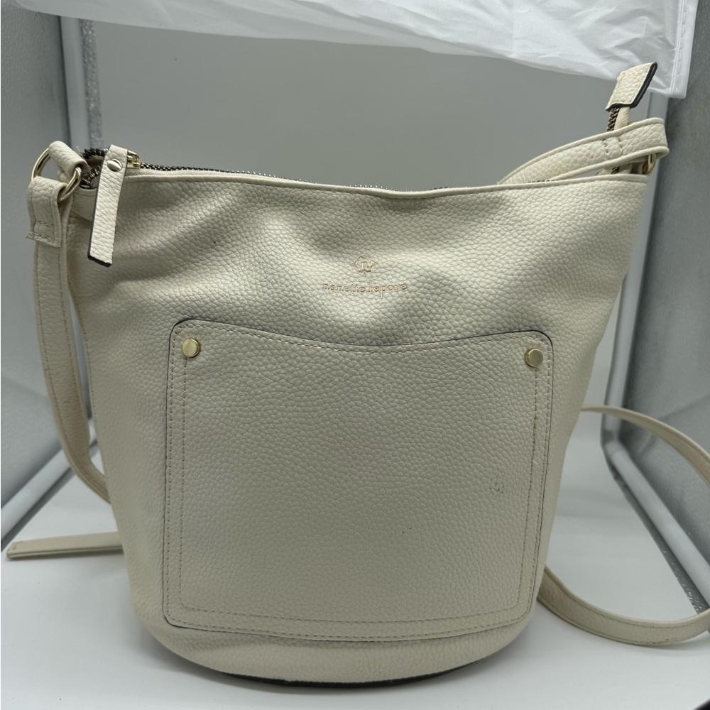 Nanette Lepore Elegant Bucket Cream Crossbody Bag Old Money Vintage
